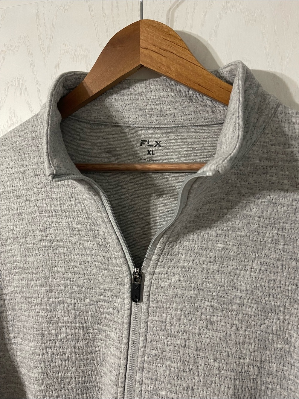 FLX Men's Light Gray Athletic Full Zip Sweater